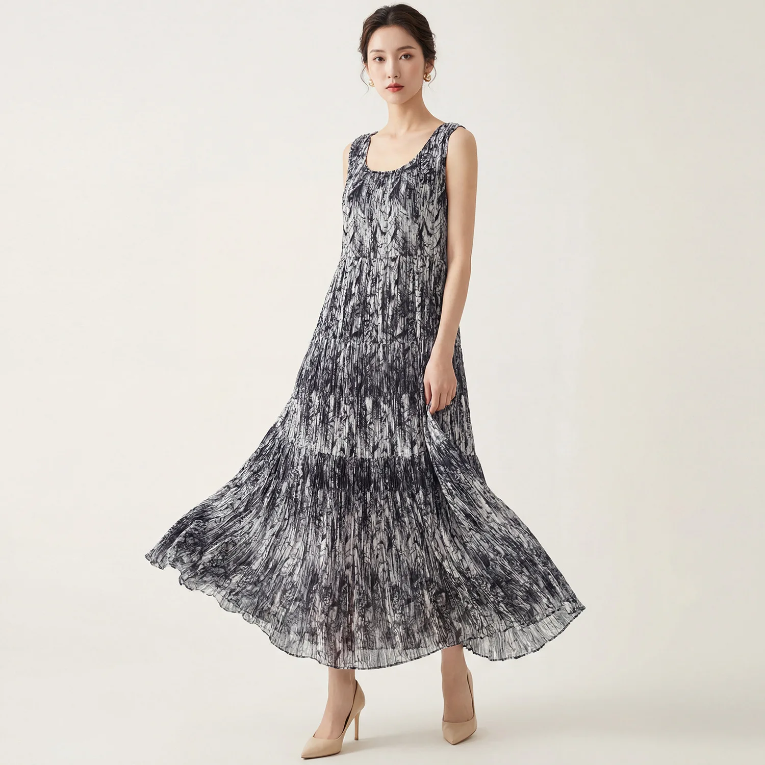 

Foreign trade dresses, spring/summer new style, round neck sleeveless loose A-line dress, slimming long dress.
