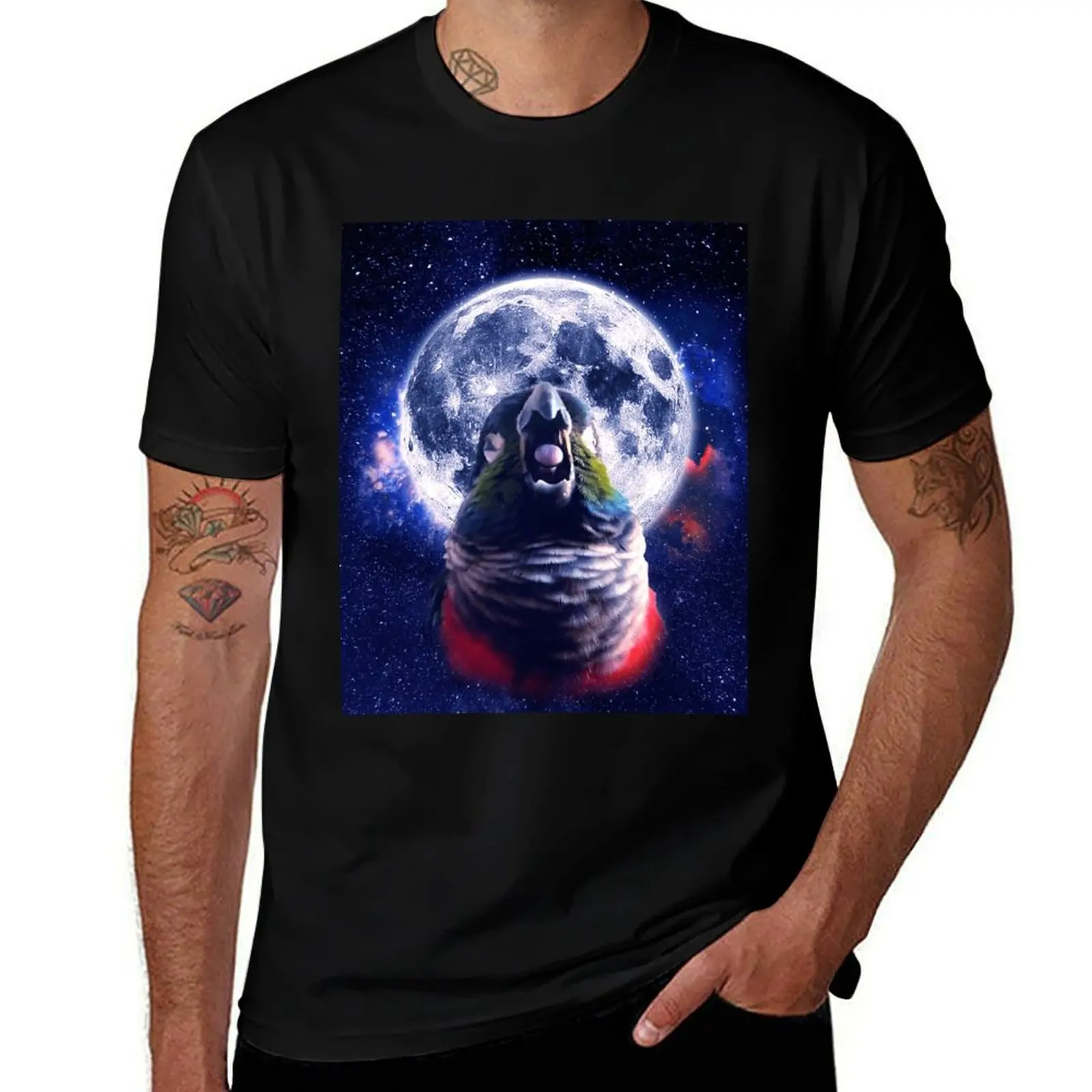 Conure howling at the moon T-Shirt High Elasticity Sports Tee Shirt T-Shirt