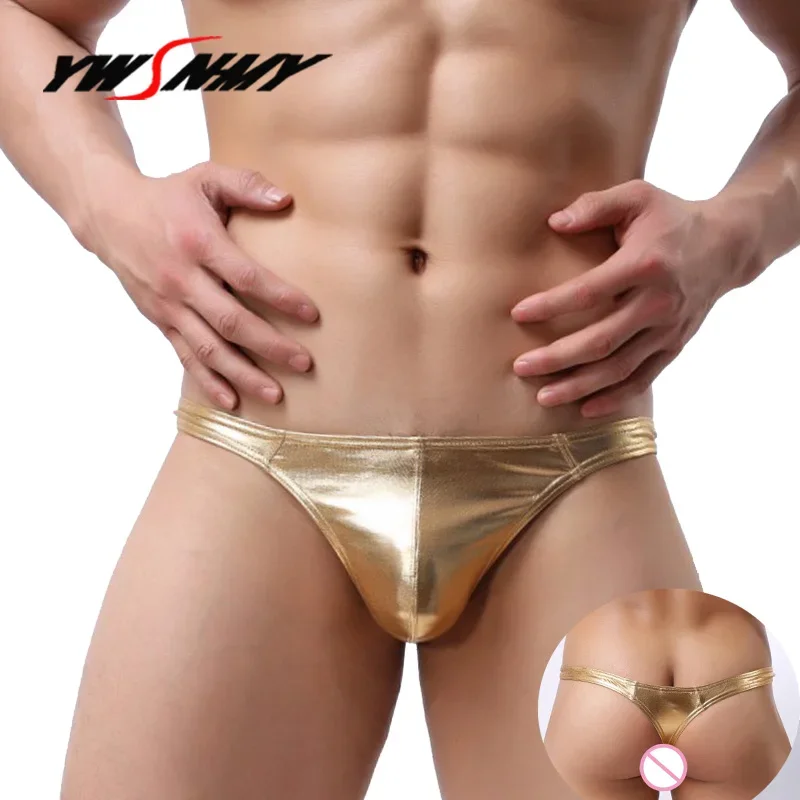 

Mens Sexy Lingerie G-string Thong Tanga Hombre Briefs Faux Leather Bikini U Convex Pouch Jockstrap Sexy Gay Underpants Men Thong