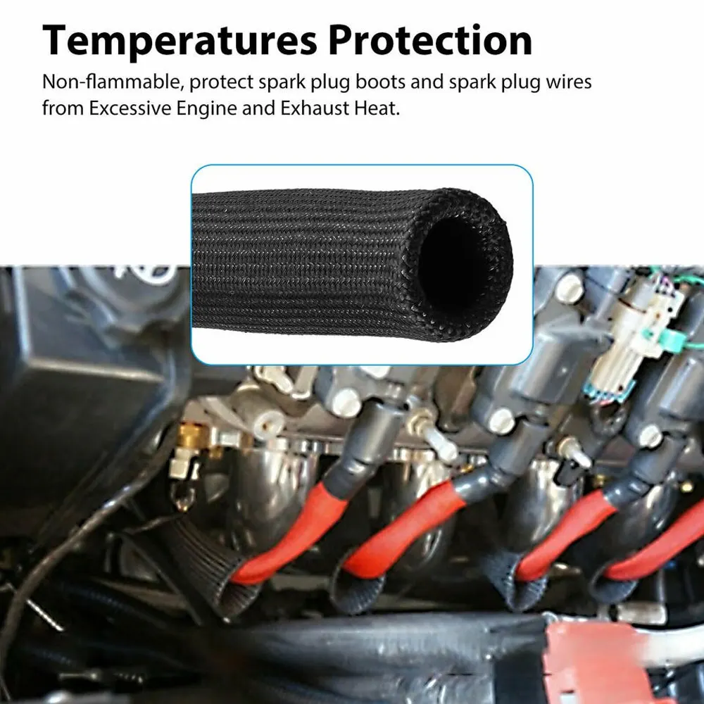 1PCS Car Boot Heat Sleeve Protector Cover 6”High Temperature Spark Plug Wire Boots Heat Shield Protector Sleeve Cover Universal