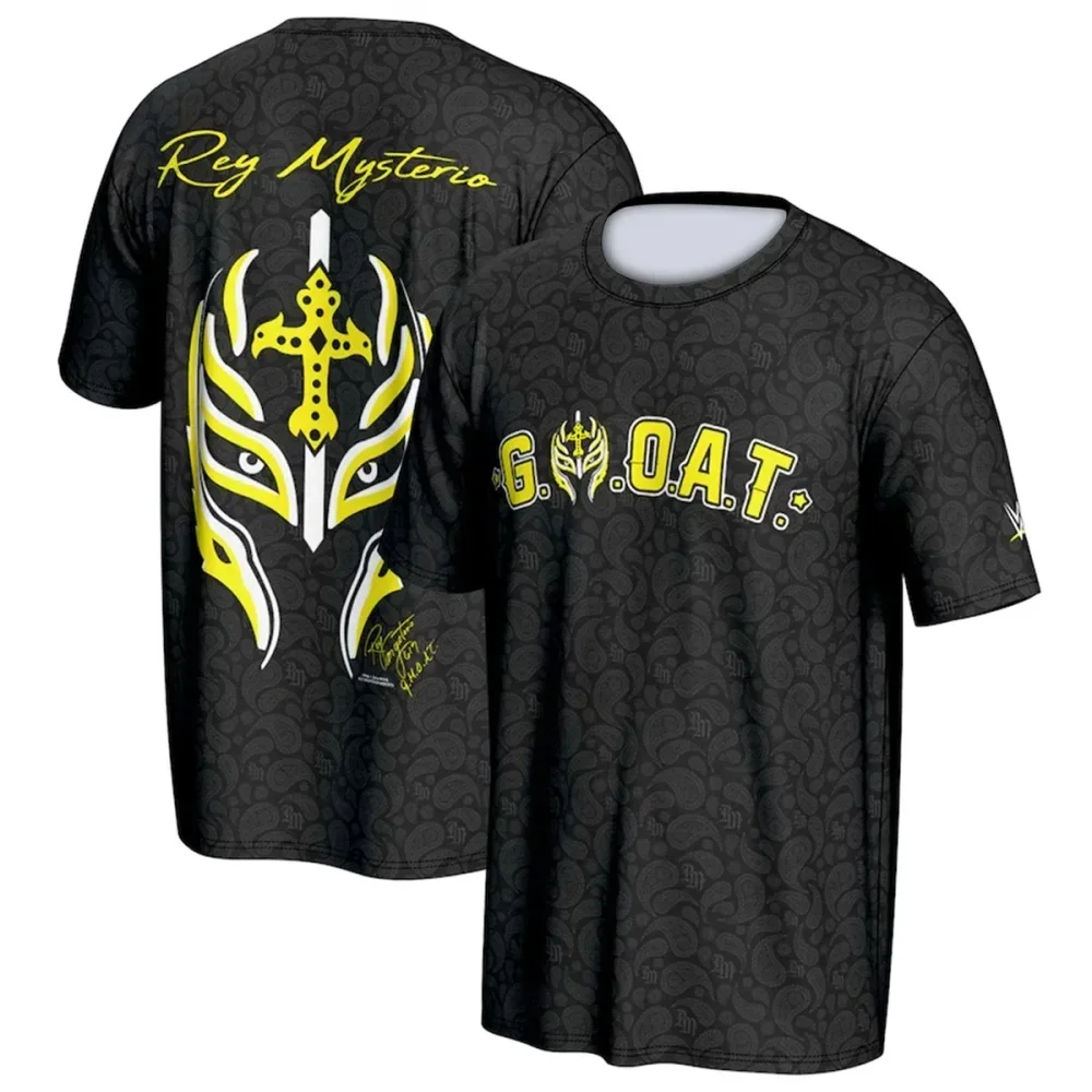 Sommer-T-Shirt für Herren mit 3D-Druck, Motiv des berühmten Wrestlers Rey Mysterio, Kinder-Streetwear, Rundhalsausschnitt, Sportliches, großes, atmungsaktives und kühles Oberteil – Detail 3