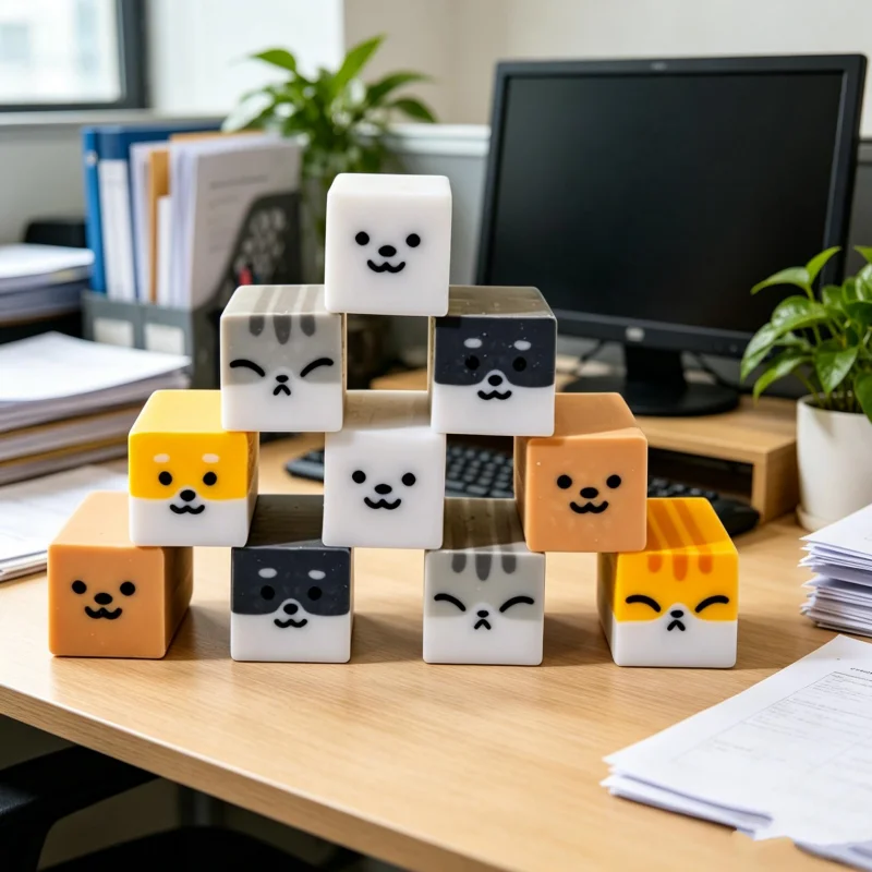 Juego de 5 gomas de borrar rectangulares con estampado de animales surtidos al azar, gomas de borrar súper lindas con diseño de gatos y perros, perfectas para lápices, uso en la oficina o como regalo, gomas de borrar divertidas con dibujos animados