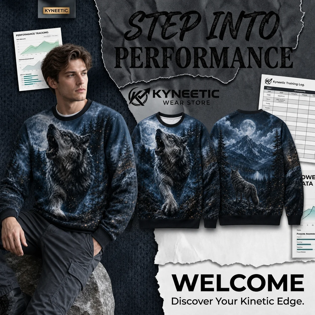 3D Wild Animal Tiger Bear Print Long Sleeve Crewneck Sweatshirt Parent-Child Vintage Harajuku Style World Animal Day Pullovers
