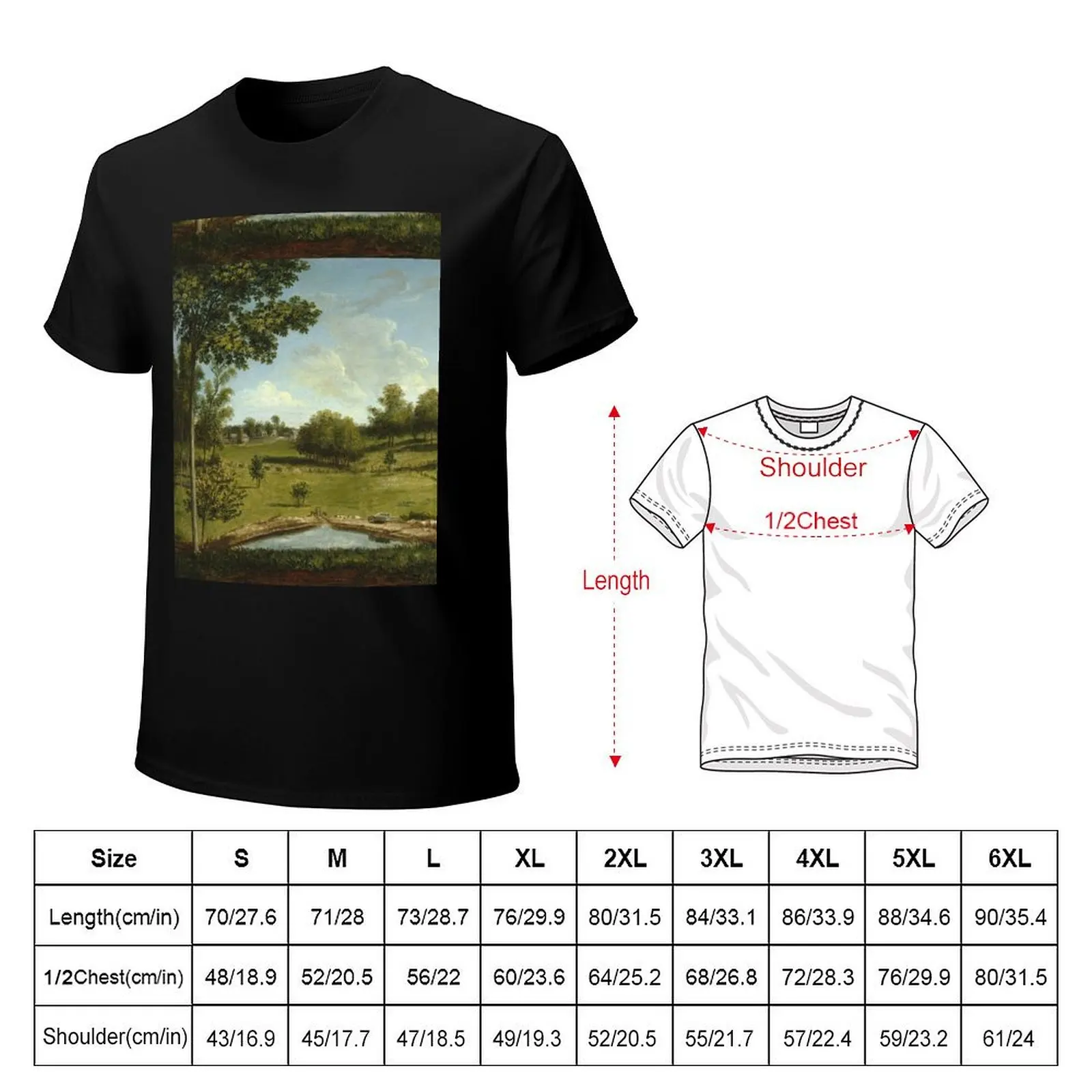Charles Willson Peale - Landscape Looking Toward Sellers Hall From Mill Bank T-Shirt Sports Basic Short Sleeve T-Shirt