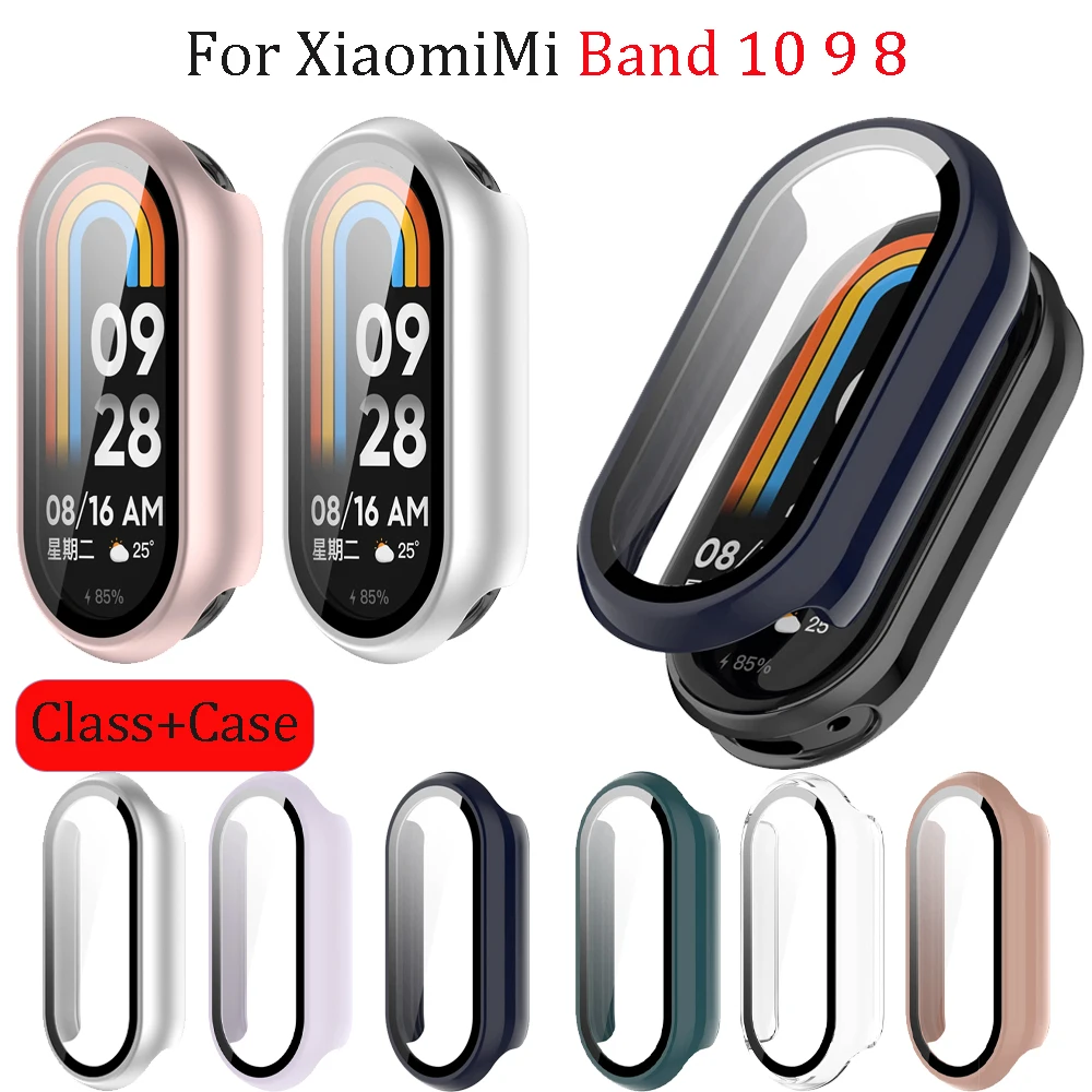 PC Case For Xiaomi Band 10 9 8 NFC HD Tempered Glass Film Shell For Mi Band 9 10 Ceramic Upgraded Screen Protective Bumper Cover