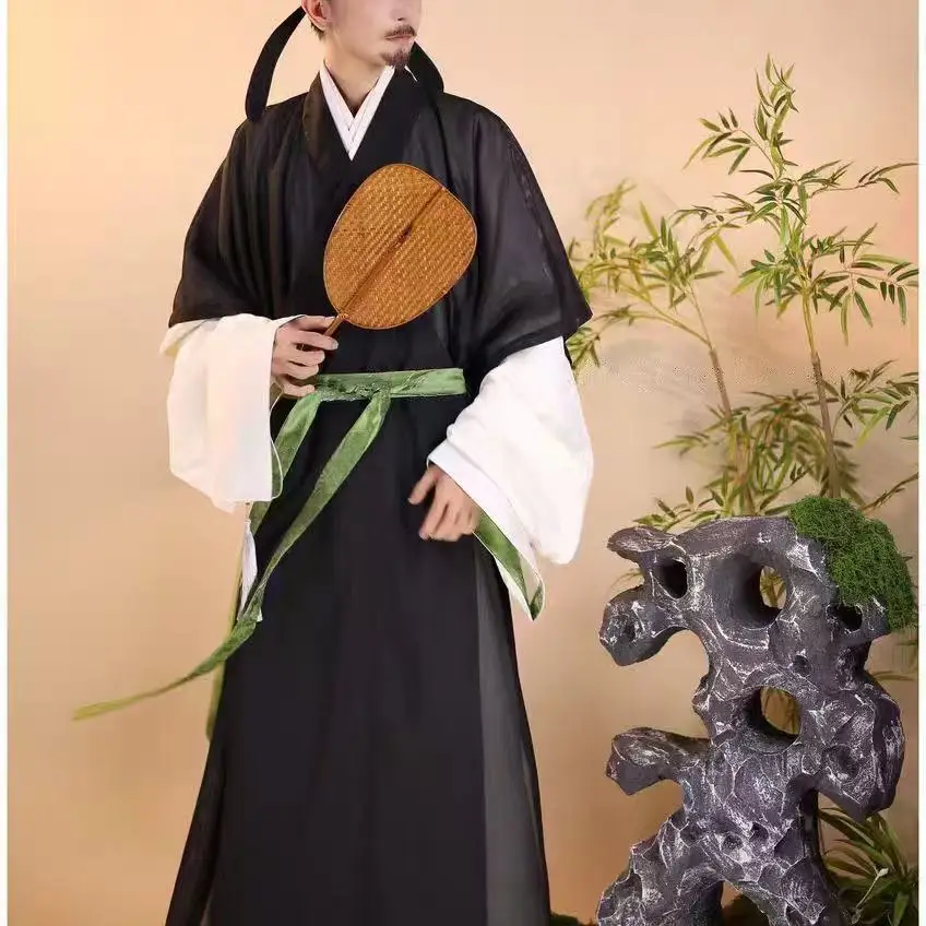 

Модернизированный династия Сун Hanfu, летний мужской традиционный прямой костюм, сценический костюм, винтажный костюм фехтовальщика боевого искусства, костюмы для косплея