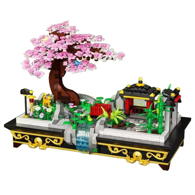 

MOC The Scene of Jizhen Cheny Blossom Bonsal Model Building Block Desk Decorations Creativity Brick Puzzle DIY Toy Children Gift