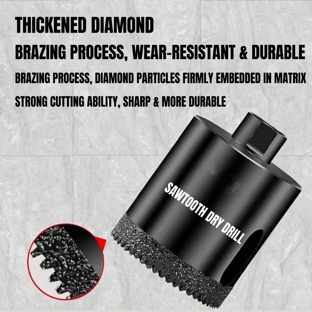 

30mm/40mm/50mm Glass Stone Dry Drill Bit For Angle Grinder With Serrated Design Diameter