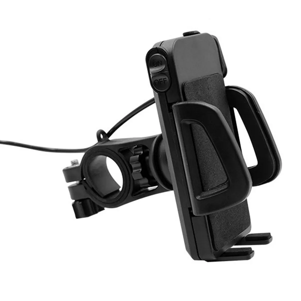 

Universal Motorcycle Phone Holder 360 Degree Rotation Bike Mount Black Extendable Clamp Arms Anti-Slip Pads Waterproof USB