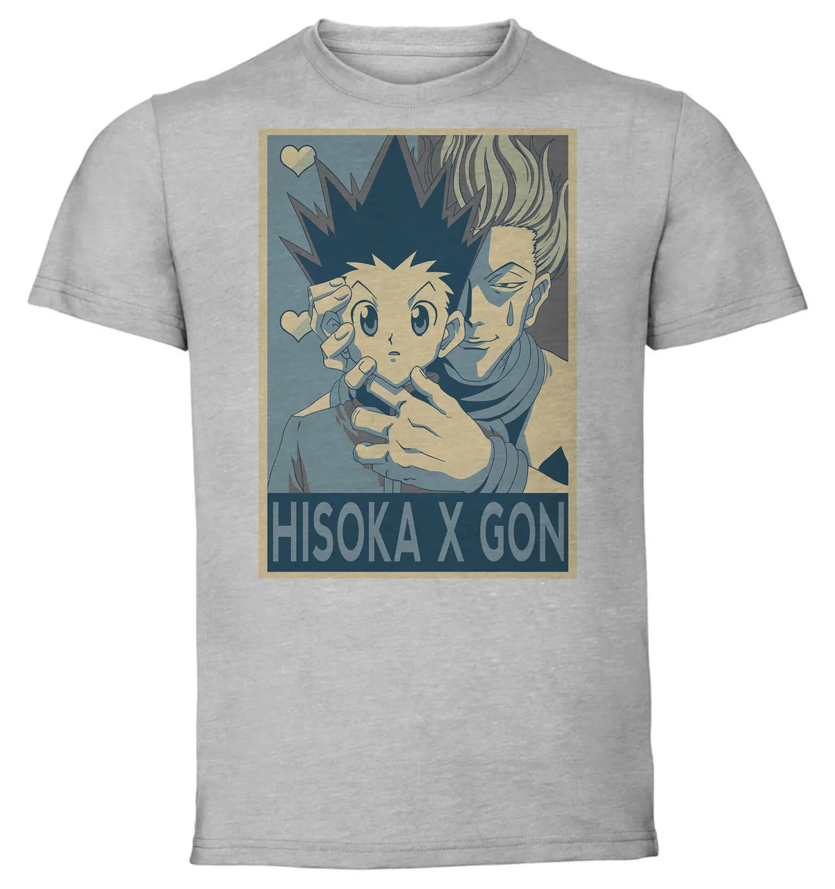 T-Shirt Unisex Grey Propaganda Yaoi Hunter X Hunter Hisoka X Gon