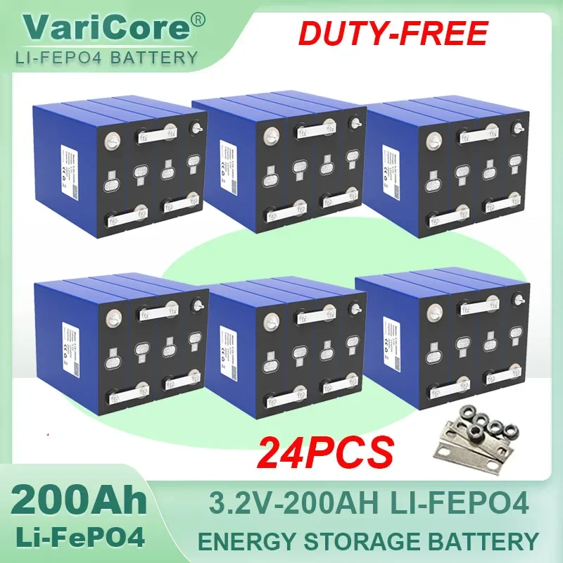 24pcs 3.2V 200Ah LiFePO4 Battery Lithium iron phosphate batteries For 12v 24v 36v Campers Golf Cart Off-Road Solar Wind TAX FREE