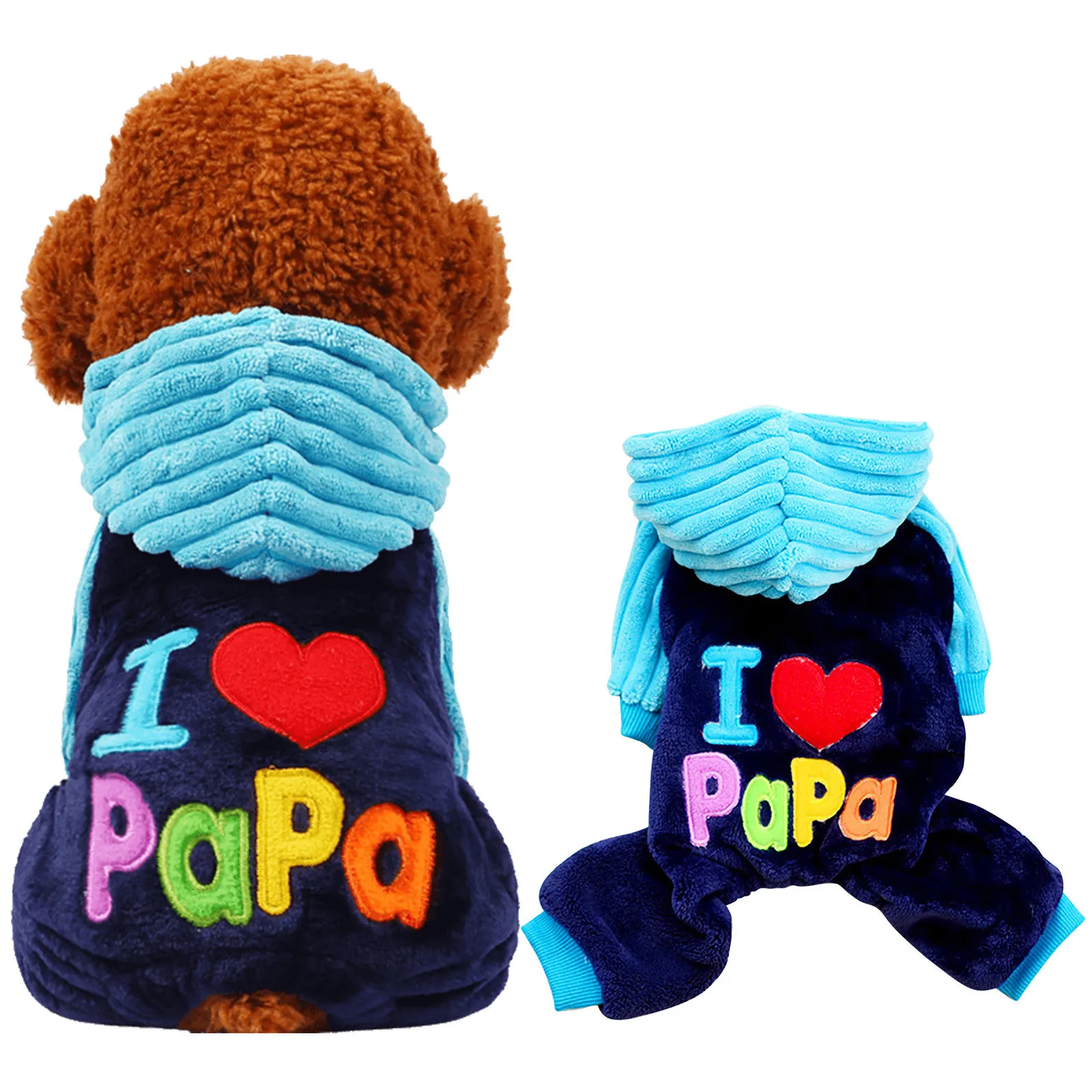 Pet Dog Four Legged Autumn Winter Thick Clothes I Love Mom Papa Pet Clothes Pet Clothes Rack