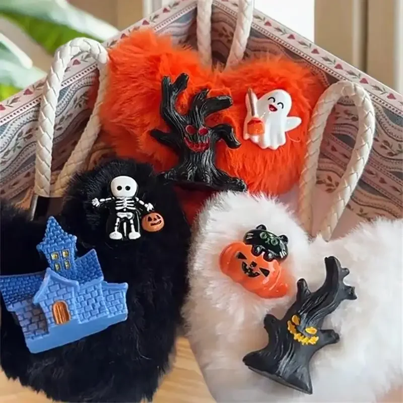 Spooky Heart Stuffed Keyring Lanyard Phone Strap Plush Halloween Bag Ornament Backpack Decoration Girly Gift