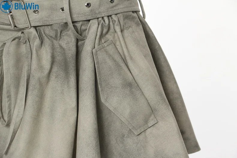 BluWin Camo Ink-Dye Trenchcoat und Rock-Set – Zweiteiliges Outfit mit Tintenwaschdruck für Damen