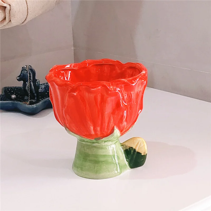 الإبداعية الخزامى السيراميك فنجان القهوة لطيف زهرة نوع كوب ماء المنزل الآيس كريم الحلوى السلطانية المعطرة شمعة الحاويات الإفطار القدح #3