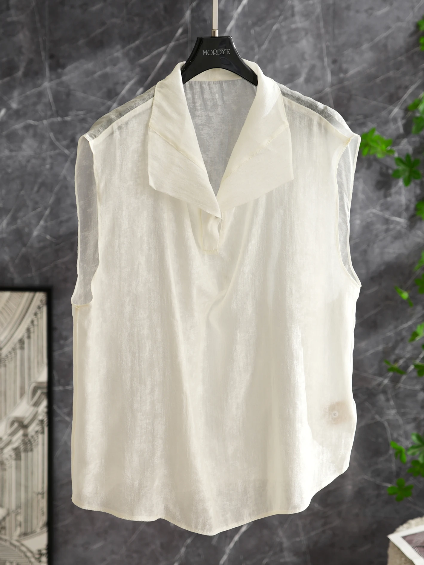 

Летняя легкая женская блузка без рукавов с плиссировкой и воротником-стойкой, полупрозрачная, тонкая, с эффектом вуали, в повседневном стиле, с цветочным узором