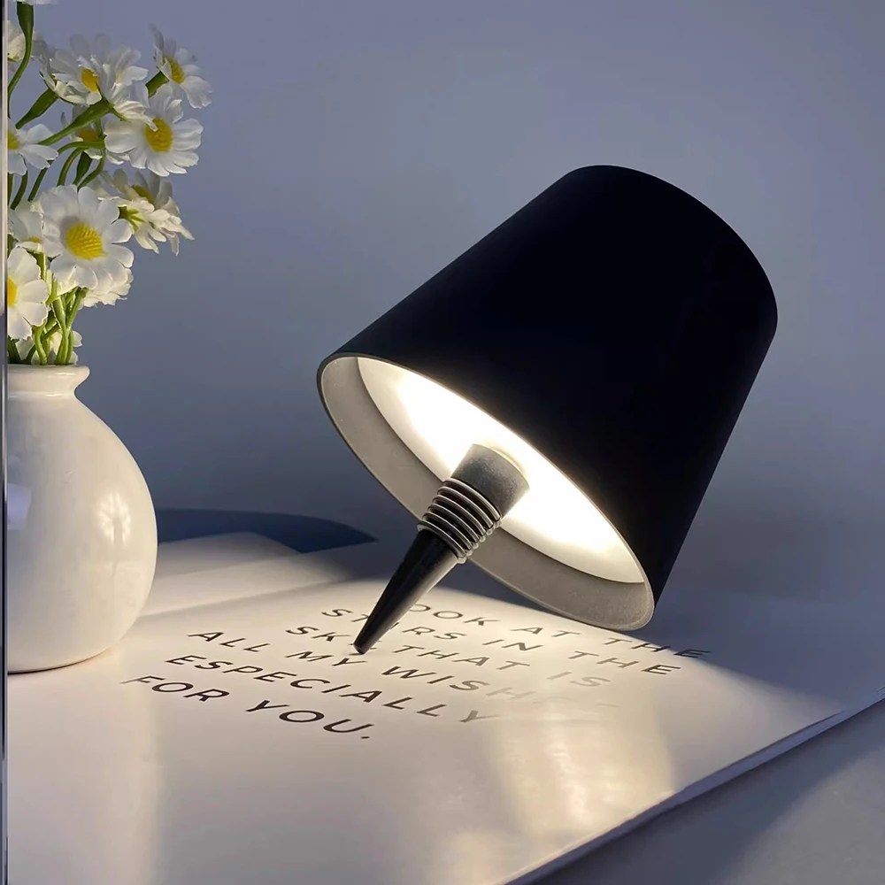 Wireless Bottle Lights Charging Touch Control of 3 Colors and Stepless Dimming Night Lamp for Bar Wine Bottles Decor Desk Lights