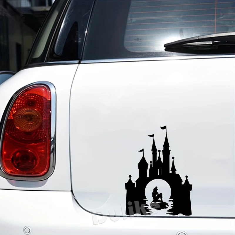 Disney Princess  Ariel The little Mermaid Castle Vinyl Sticker For Girl Car Window Bumper Decor, Ursula Silhouette Decals Laptop