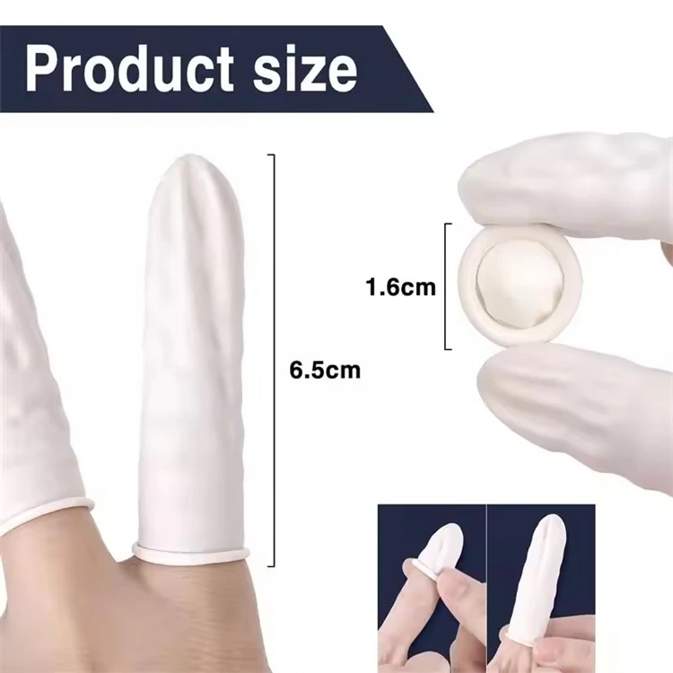 20/100 Stück Antistatische Latex-Fingerlinge Rutschfeste Einweg-Gummi-Fingerschützer Fingerspitzen-Überzüge – Detail 5