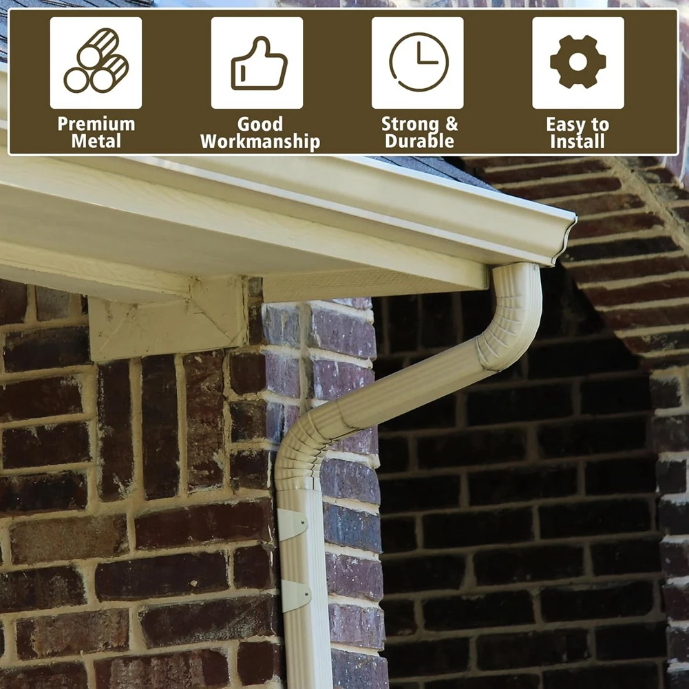 Multi-use Gear 4 Pcs Gutter Downspout Straps Downspout Pipe Clip Hidden Bracket, Aluminum Rain Gutter Straps for Secure Wall Mou