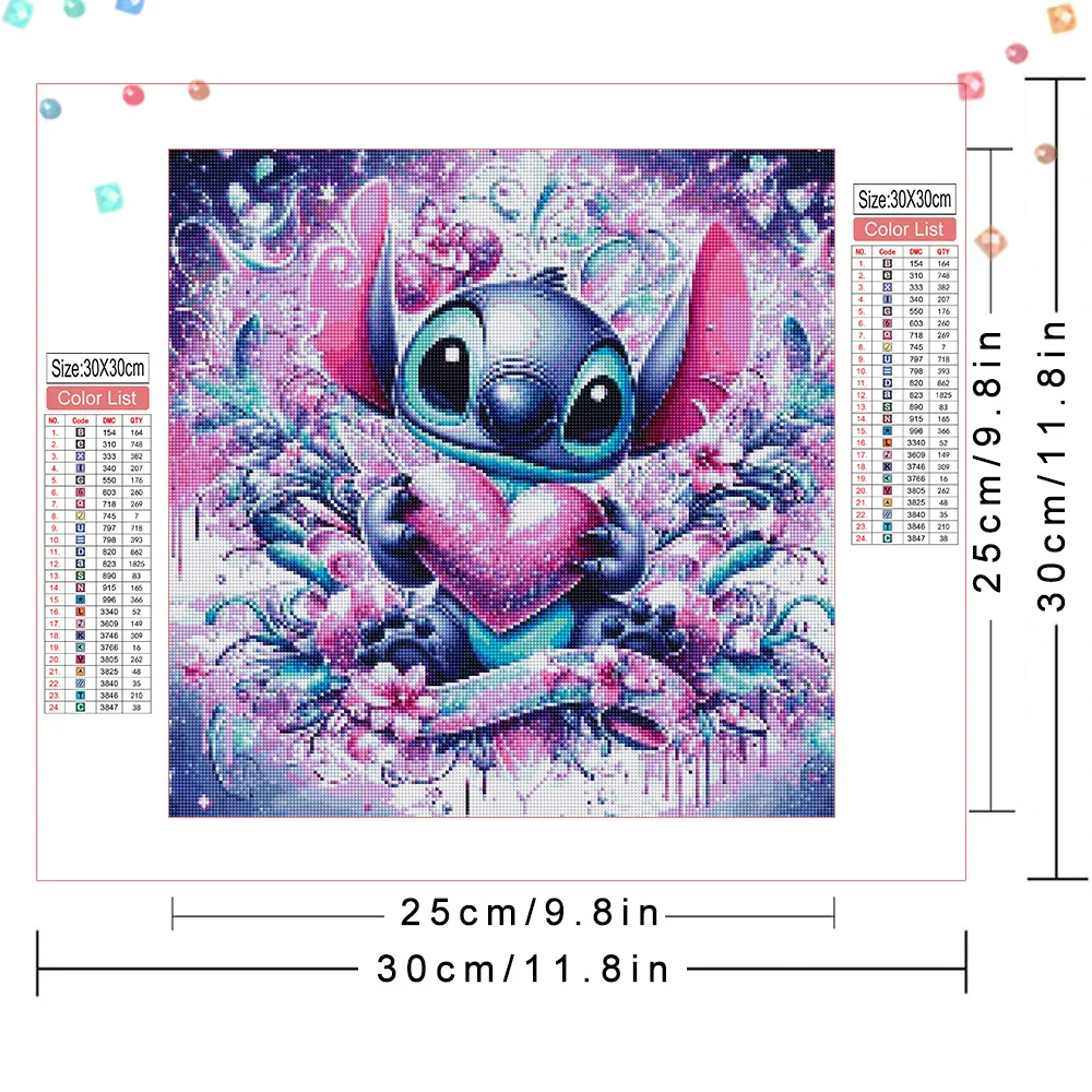 Disney Diamond Painting Stitch Full 5D Diamond Mosaic Heart DIY Drill Embroidery Flower Wall Decor Gift Craft Kit