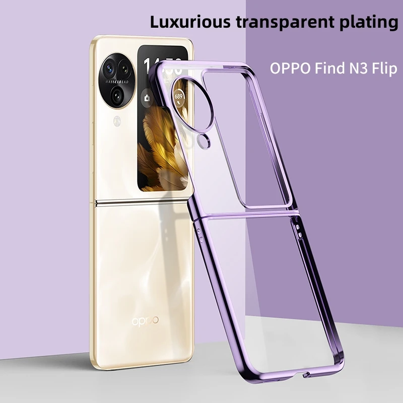 

For OPPO Find N3 Flip Case Luxury Plating Clear Folding Back Cover For Find N 3 Flip Funda Stylish Thin Bumper