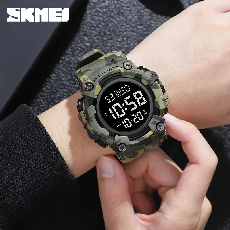 SKMEI 1968 الفاخرة ساعة توقيت رقمية العسكرية ساعة تنبيه LED عرض مقاوم للماء ساعة اليد الرياضة ساعة للرجال Reloj Hombre