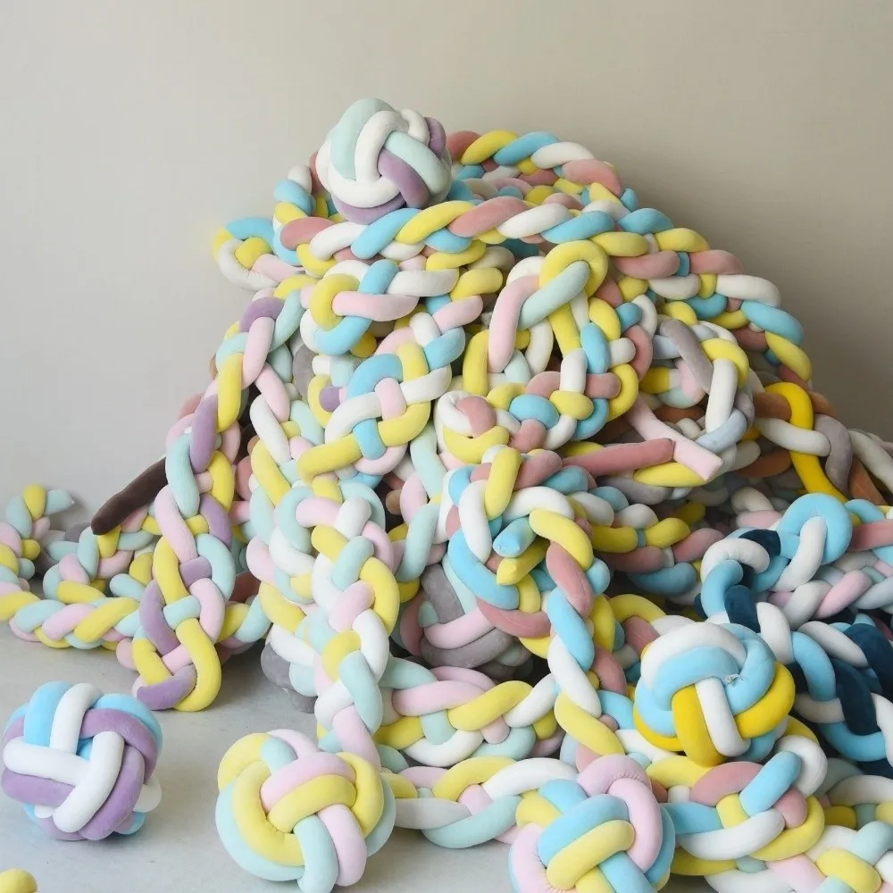 سرير الطفل الوفير اليدوية المهد الوفير لينة أفخم تنفس مضفر وسادة قابل للغسل حافة حماية معقود وسادة مهد الرضع #4