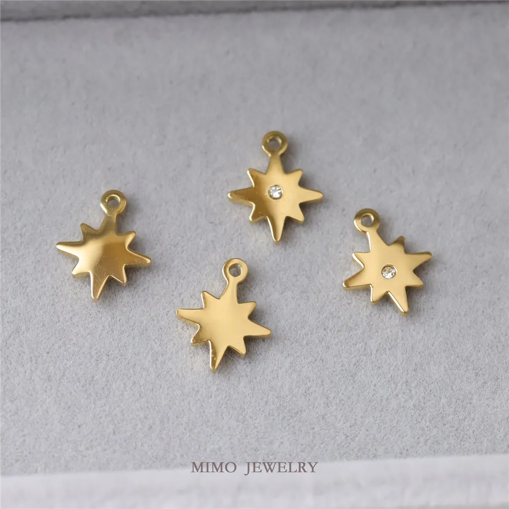 Titanium Steel Plated 18k Gold Star Zircon Small Pendant DIY Handmade Jewelry Accessories M-151