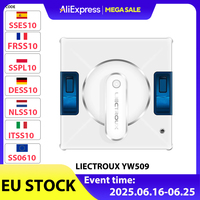 LIECTROUX YW509 Robot Window Cleaner Double Water Tank 3000Pa Suction Power Intelligent Path Planning Low Noise Remote Control