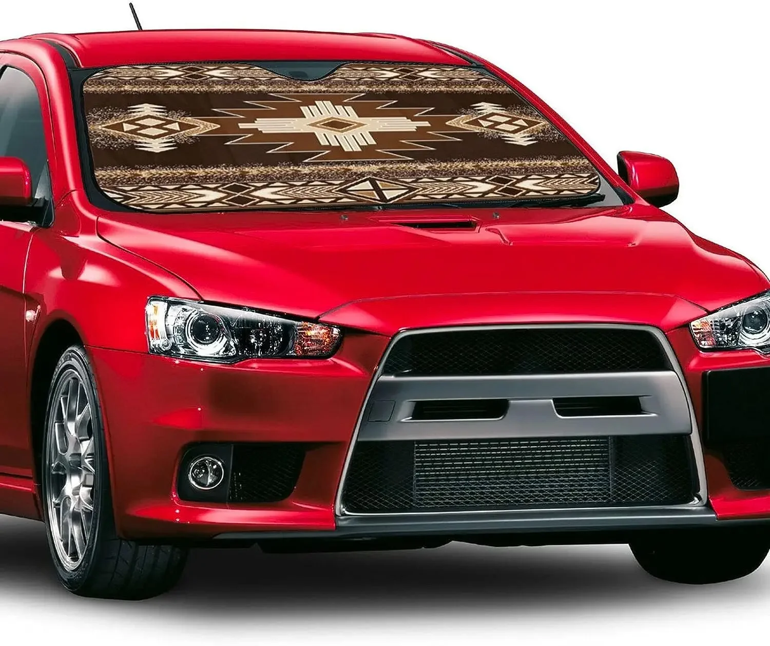 Vintage Native Ethnic Pattern Car Sun Shade Front Window Sunshade for Most Sedans SUV Blocks Uv Rays Keep Vehicle Cool