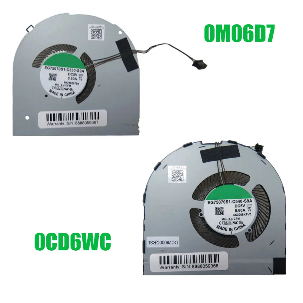 

0CD6WC CD6WC 0M06D7 M06D7 For DELL For Precision 7560 EG75070S1-C540-S9A DC28000QRSL EG75070S1-C530-S9A DC28000QSSL CPU GPU Fan