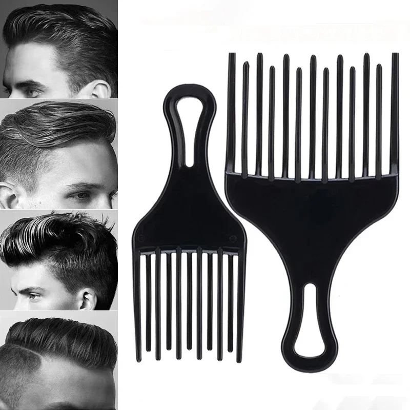 1pc Insert Afro Hair Pick Comb Wide Comb Teeth Hair Fork Brush Man Oil Head Hair Plastic Gear Comb Curly Afro Hairdressing Tools