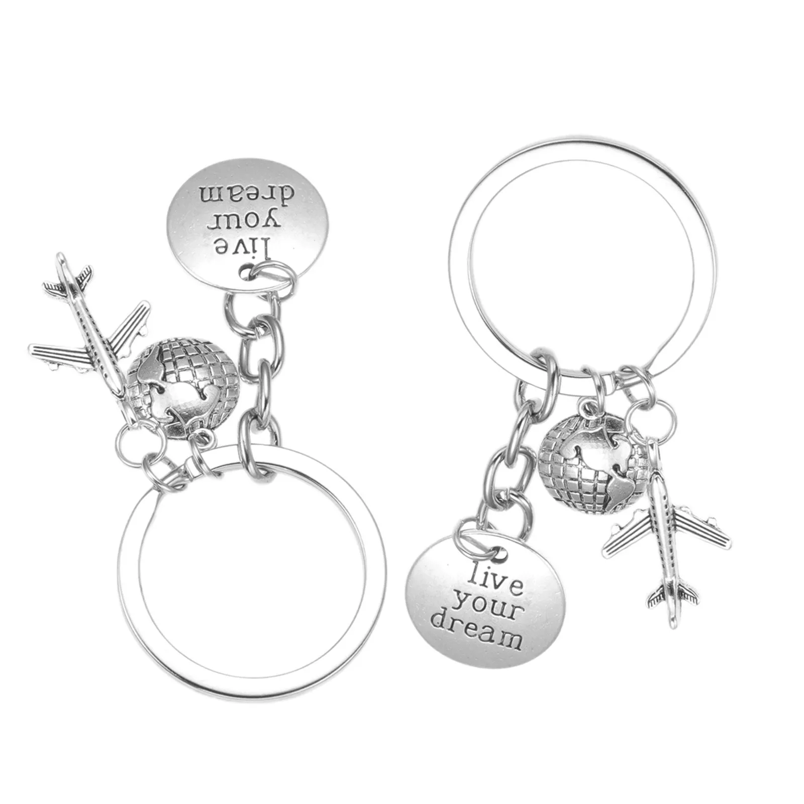 2Pcs Pilot Keychain Aviation Graduation 2026 Flight Attendant Gift Airplane Dream Live Lover Birthday