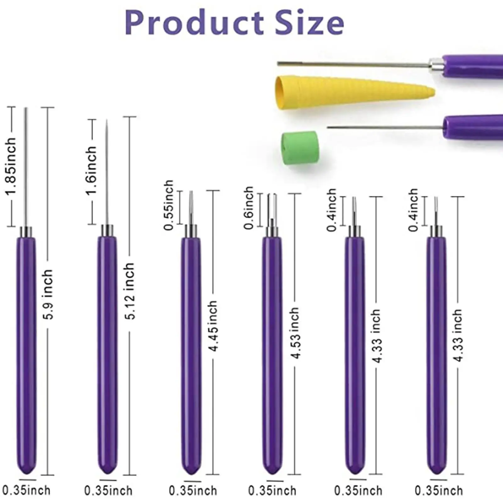 6pcs/set Slotted Flower Quilling Kit Pen Crafting DIY Different Sizes