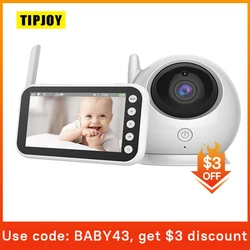 Baby Monitor Video da 4.3 pollici telecamera con rotazione di 360 gradi 2.4G Wireless 2 vie Audio Talk telecamera di sicurezza per visione notturna