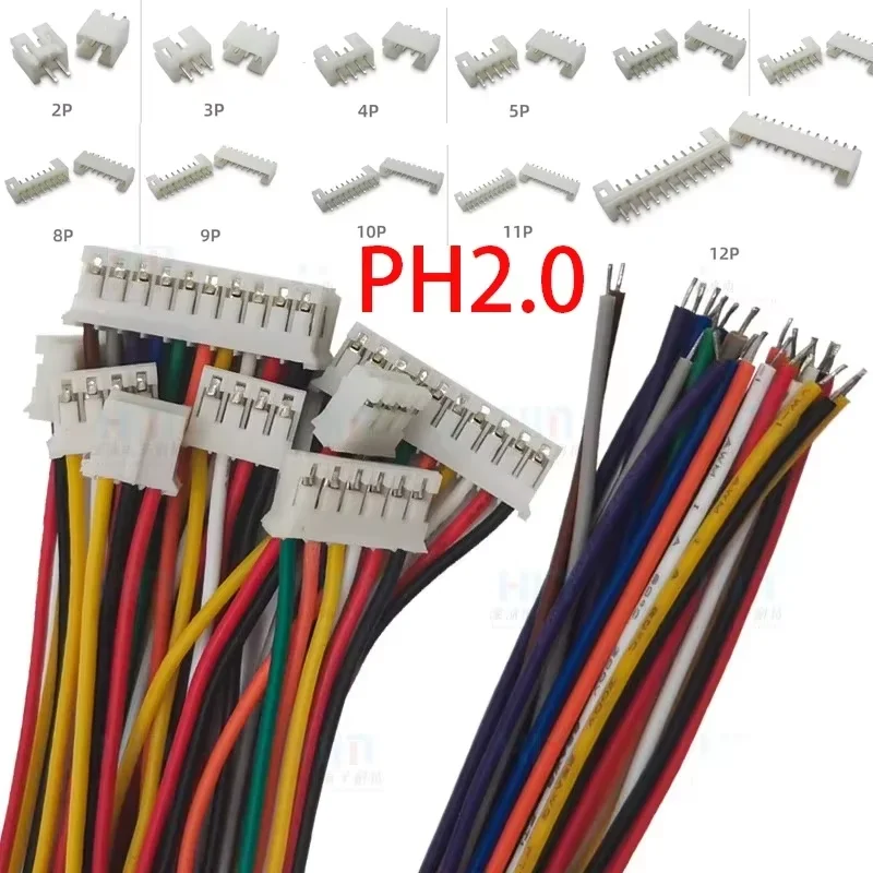 10Sets JST XH2.54 XH ZH PH 1.25mm 1.5mm 2.0mm 2.54mm Wire cable Connector 2 3 4 5 6 7 8 9 10 12 PIN male and female plug Socket