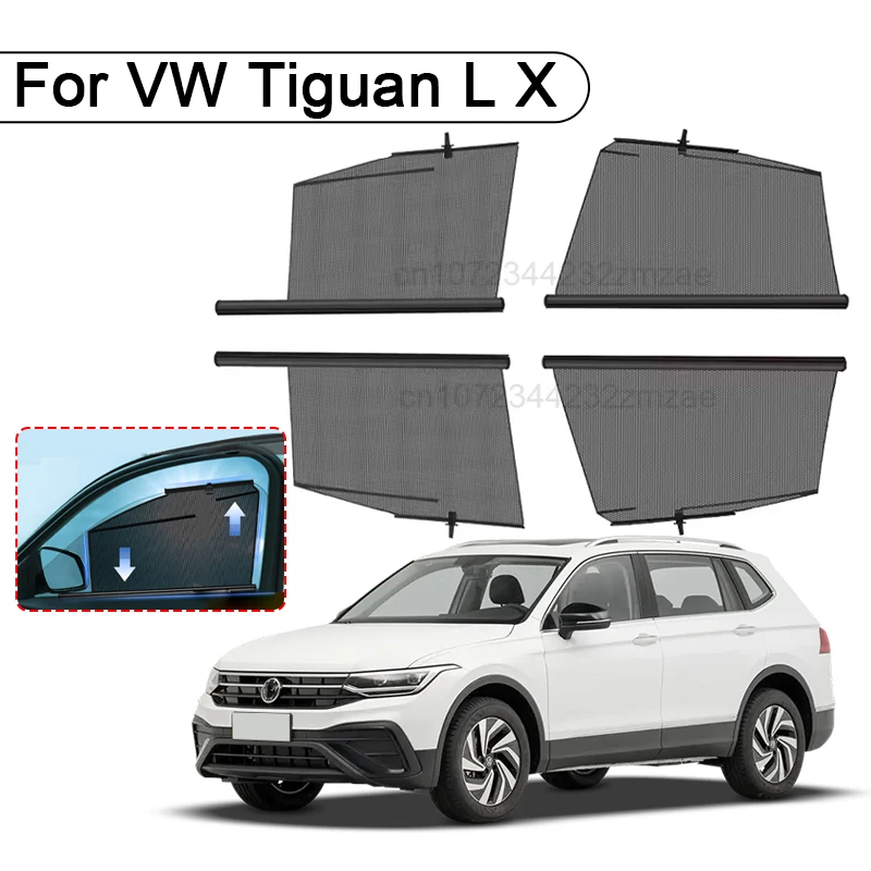 Car Side Window Sunshades For VW Tiguan L X 16-19 Retractable Front Rear Window Sun Visor Customizable Car Interior Accessories