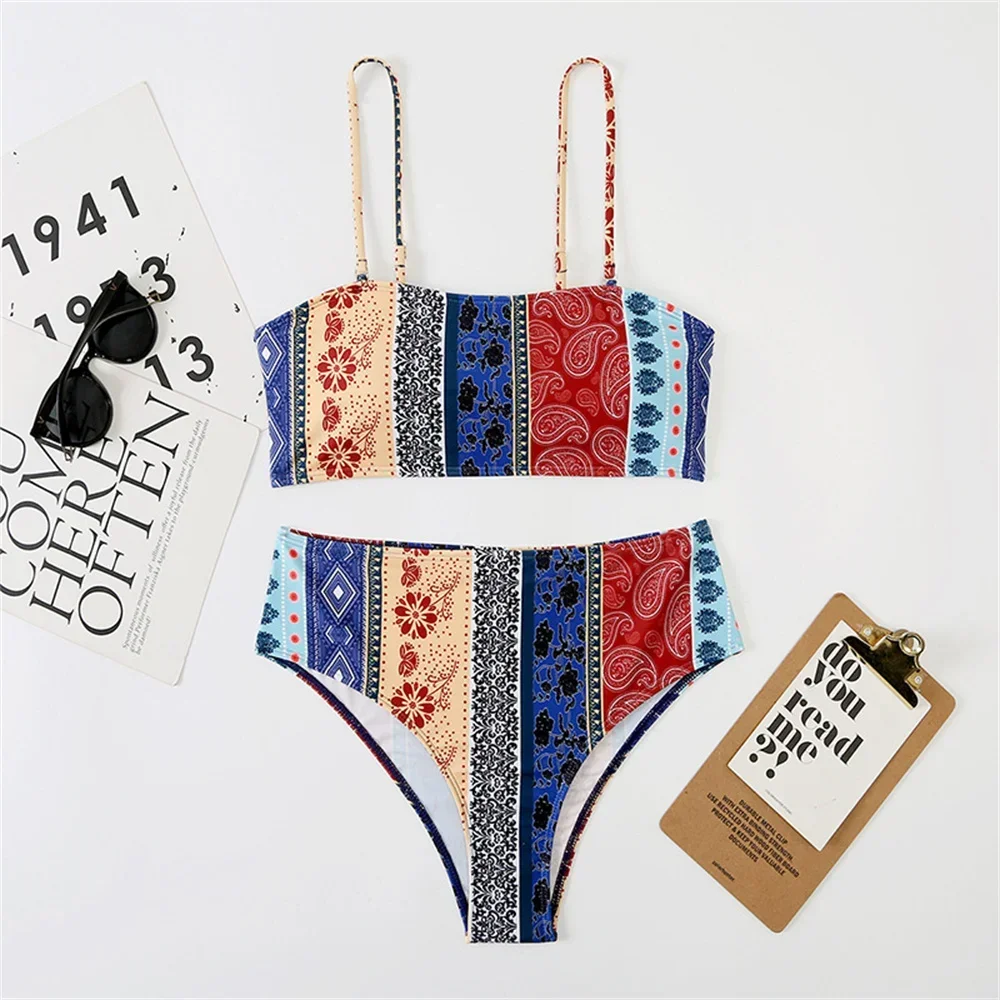 

Vintage Sling Bikini High Waisted Swimsuit Boho Swimwear Two Piece Plus Size Micro Bathing Suit Bikinis Sets Women Beach Outfits