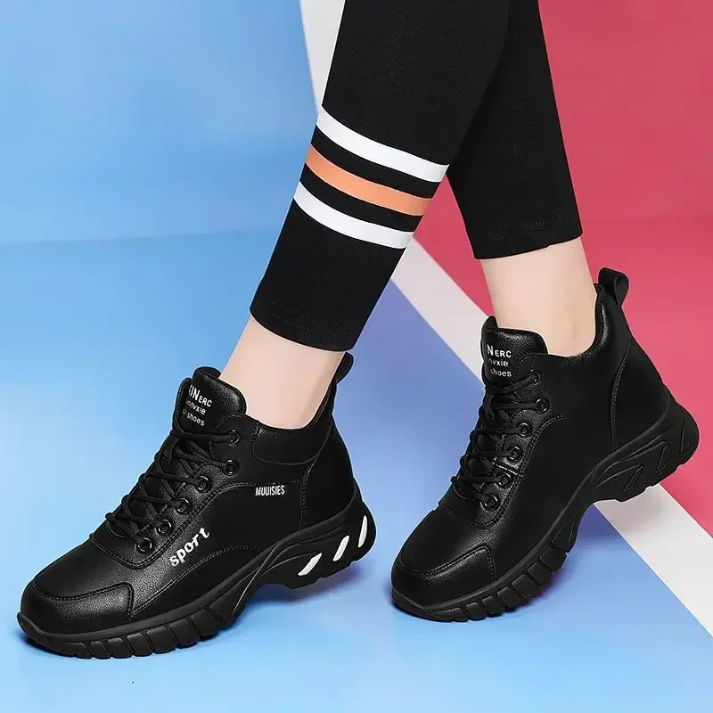 Women Fashion High Quality Leather Athletics Running Shoes Female Winter Non-slip Casual Sneakers Ladies Sport Jogging Shoes45