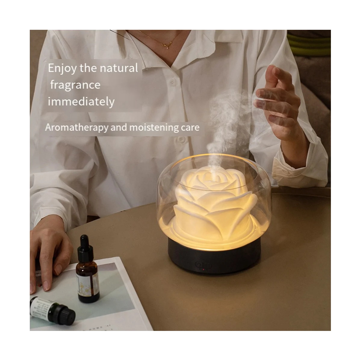 Humidificador purificador de aire de flores de 400Ml, difusor de aceites esenciales de aromaterapia con luz ambiental para el hogar, enchufe estadounidense