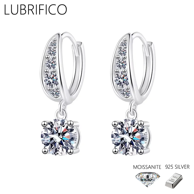 

2,0 карата Муассанит Камень Круглые серьги-капли из стерлингового серебра 925 пробы Лабораторные серьги с бриллиантами для ювелирных изделий Свадебная вечеринка