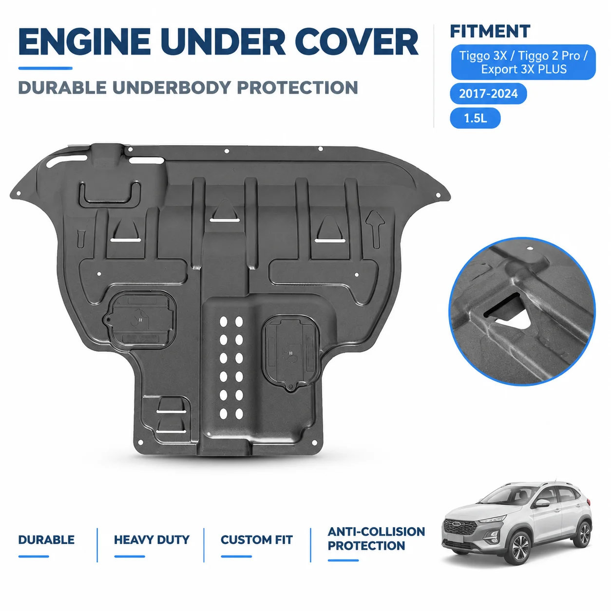 For Chery Tiggo 3X / Tiggo 2 Pro / Export 3X PLUS 2017-2024 Heavy Duty Engine Skid Plate Custom Fit Underbody Protection