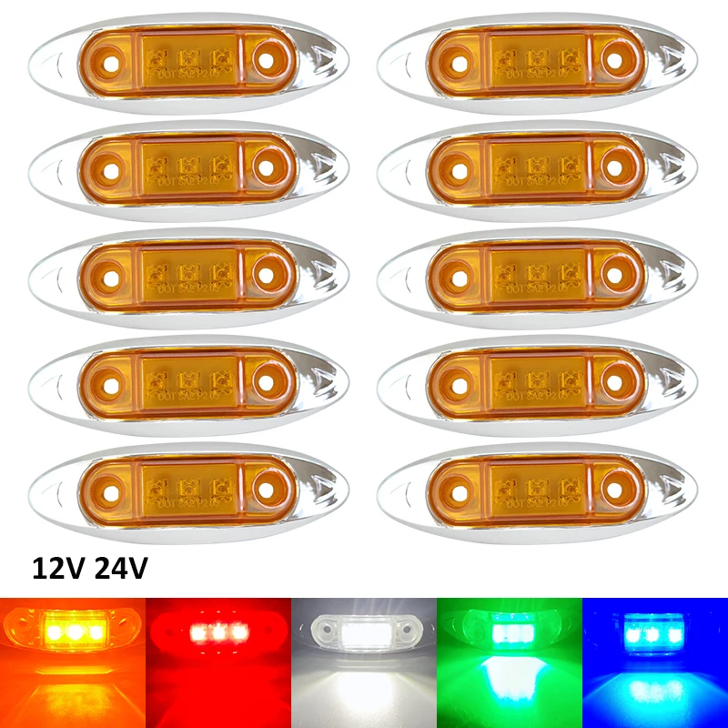 10PCS Universal LED Clearance and Side Marker Lights Piranha Styling for Trucks Trailers Boats Cars Bus 12V 24V Tail Indicators