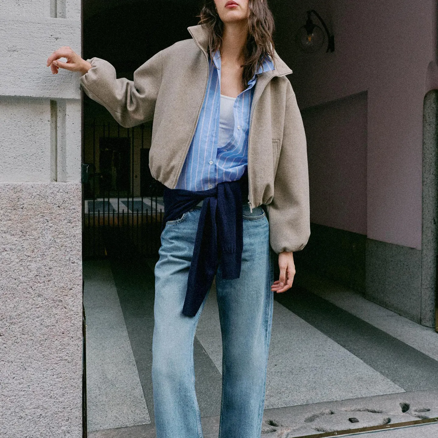 Women's Pilot Jacket Coat Long Sleeve Stand Collar Autumn Wear 2026 New Style Zadata Standard Fit Short Outerwear
