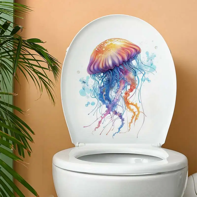 Jellyfish Pattern Wall Sticker Bathroom Living Room Background Decorations Wallpaper Creative  Self-adhesive Stickers M973