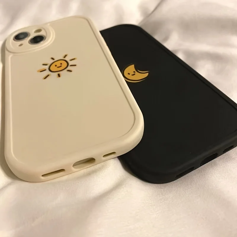 Simple Sun Moon Phone Case For iPhone 14 Plus 7 8 X XS XR 11 12 13 Pro Max Silicone Cases Cover