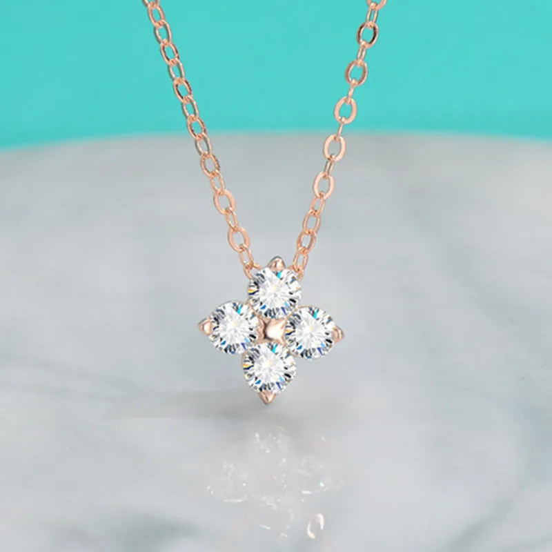 

BR 3mm High-Grade Minimalist Four-Leaf Clover Necklace D VVS1 Grade High-Quality Moissanite Jewelry
