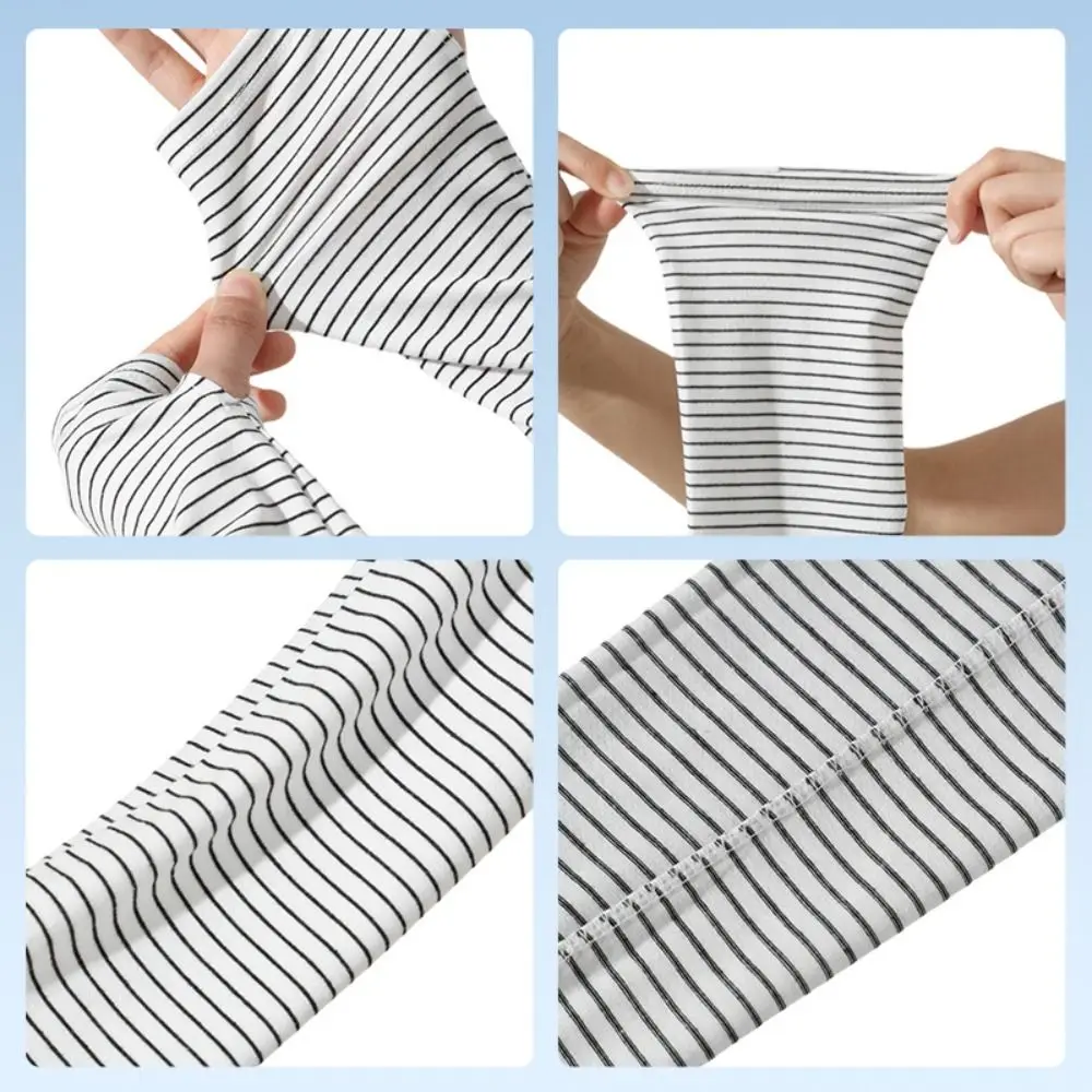 Striped Design Sun Protection Sleeves UV Protective Hand Sleeves UV Arm Sleeves Loose Fit Arm Sleeves Outdoor Sports