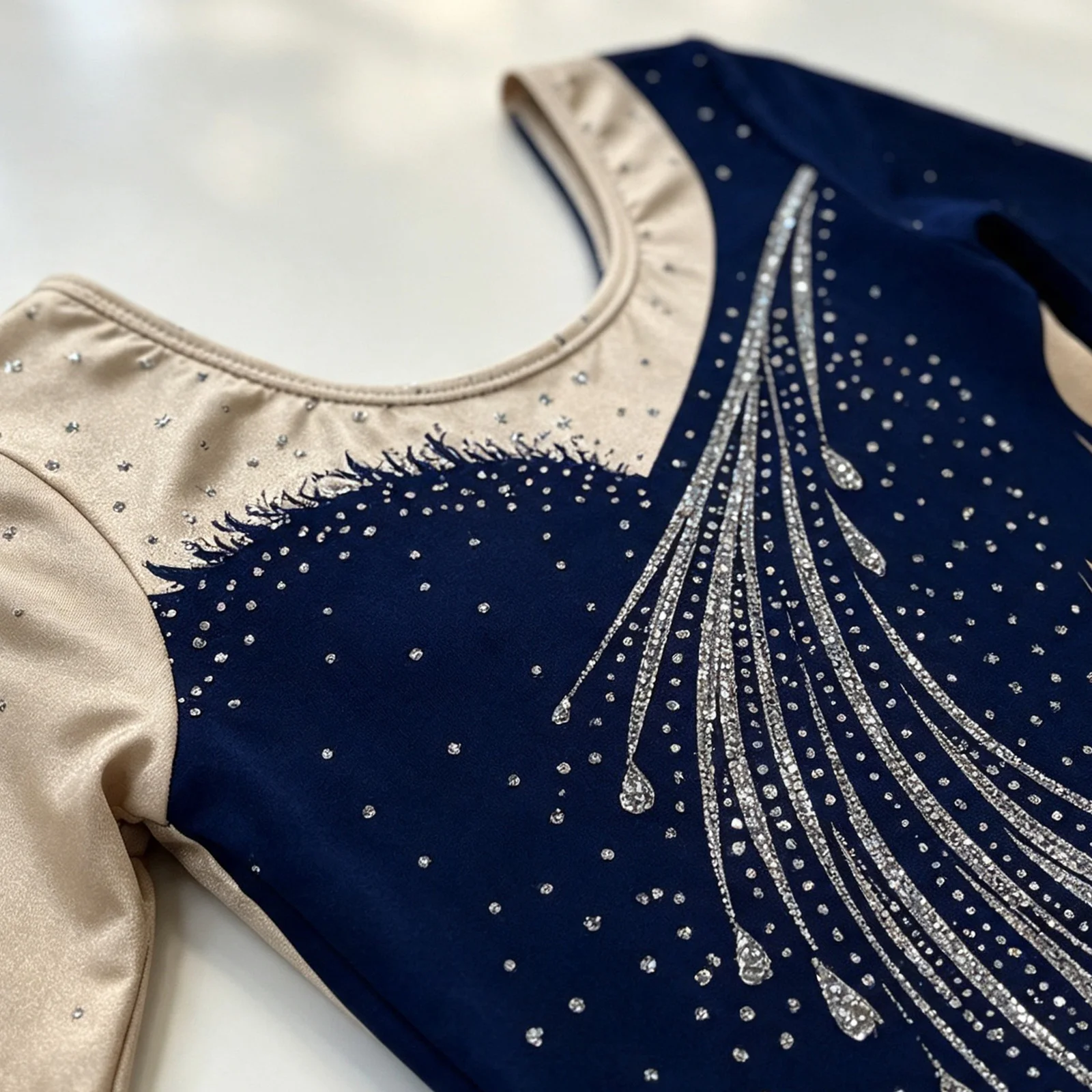 Kinder Mädchen Gymnastikanzug Eiskunstlauf Ballett Tanz Performance Kostüm Bedruckter Rundhals Langarm Bodysuit Tanzbekleidung – Detail 9